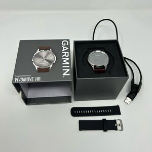 Garmin Vivomove HR Premium Hybrid Smartwatch with 2 Bands (Brown and Black)